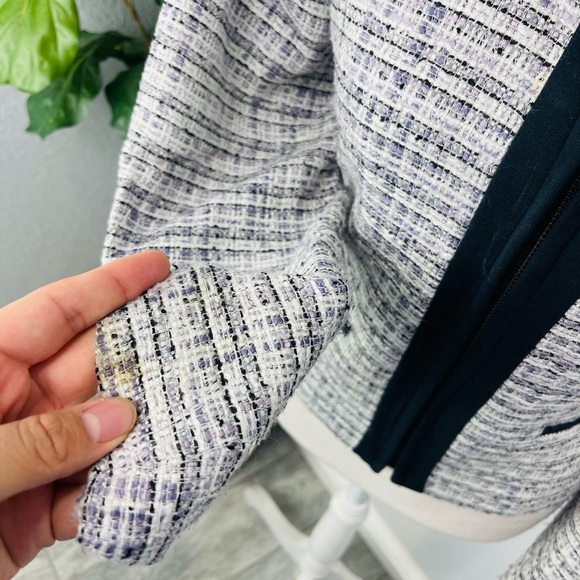 Pendelton Tweed Purple Blue Woven Zip Front Blazer Petite Medium - Picture 3 of 10